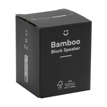 Logo trade promotional products image of: Bamboo Block Speaker with wireless charger