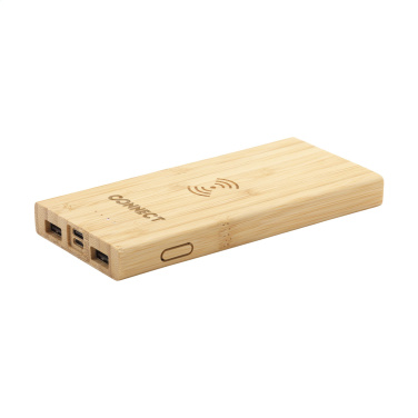Logo trade promotional gift photo of: Bamboo 8000 Wireless Powerbank wireless charger