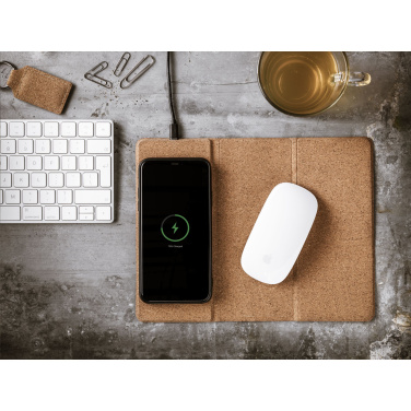 Logo trade promotional merchandise image of: Cork Wireless Charging Mousepad