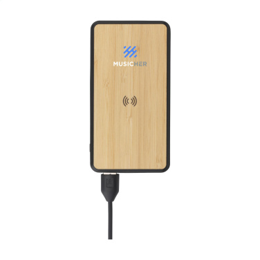 Logotrade advertising product picture of: Boru Bamboo RCS Recycled ABS Powerbank Wireless Charger