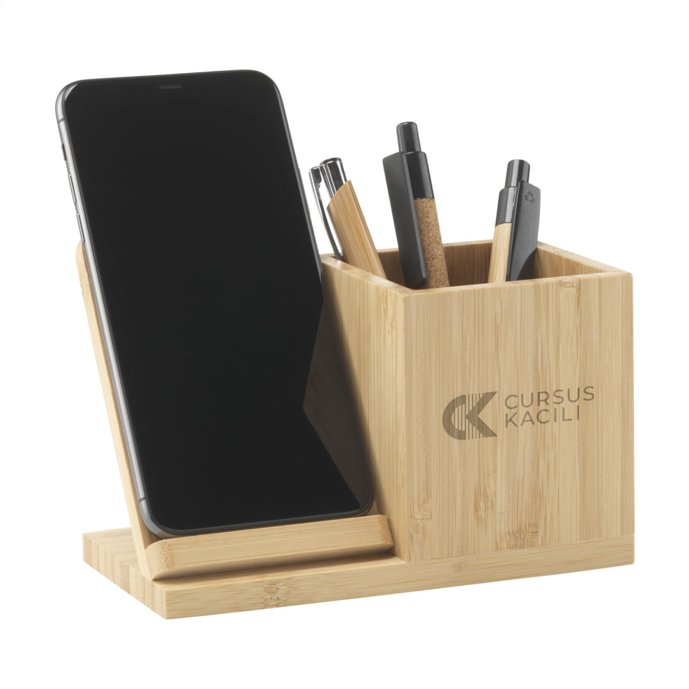 Logotrade promotional item image of: Bamboo Boss 15W charger/pen holder