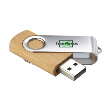 Logo trade corporate gifts image of: USB Twist Bamboo from stock 32 GB