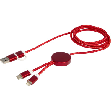 Logo trade promotional gifts image of: Alasia 5-in-1 recycled aluminium and plastic 150 cm data sync and 27W fast charge cable