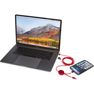 Logotrade promotional giveaway image of: Alasia 5-in-1 recycled aluminium and plastic 150 cm data sync and 27W fast charge cable