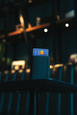 Logotrade promotional products photo of: Seekcard RCS rpolyester card wallet with worldwide locating