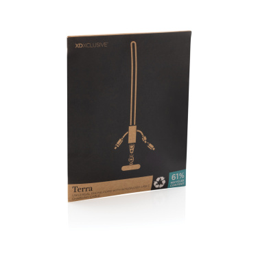 Logo trade corporate gifts image of: Terra RCS recycled PET phone cord with dual charge cable