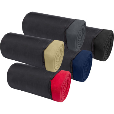 Logo trade promotional giveaway photo of: Huggy fleece plaid blanket with carry pouch 220x250 cm