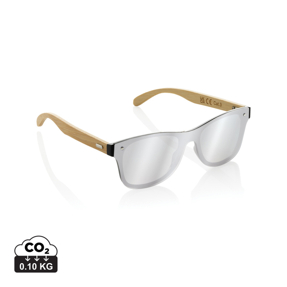 Logotrade advertising product picture of: Prism RCS recycled plastic sunglasses with bamboo frame