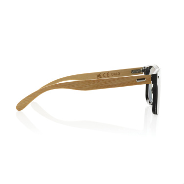 Logo trade promotional giveaways image of: Prism RCS recycled plastic sunglasses with bamboo frame