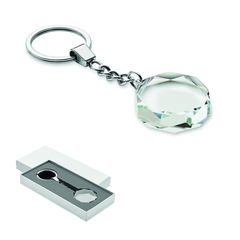 Logo trade promotional products image of: Glass round award key ring