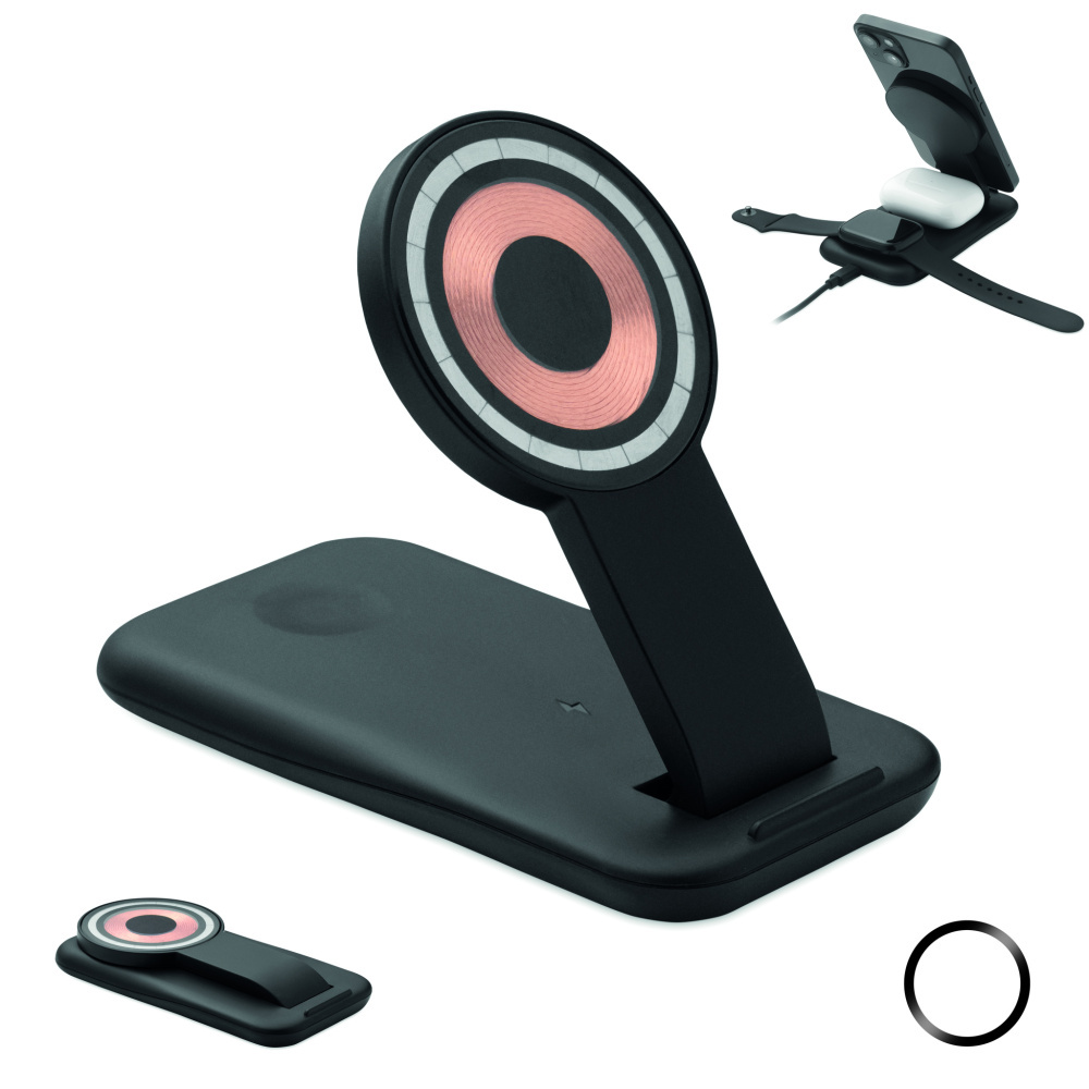 Logo trade promotional merchandise image of: 3 in 1 wireless charger 15W