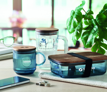 Logo trade promotional products image of: Ribbed glass mug 300ml