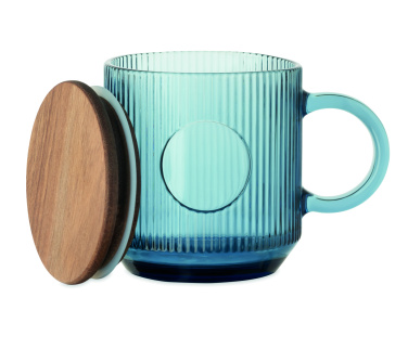 Logo trade promotional items image of: Ribbed glass mug 300ml