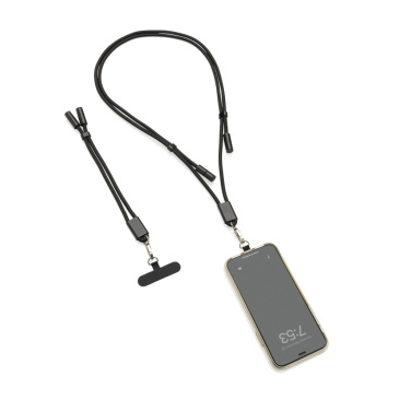 Logo trade promotional merchandise picture of: LoopAmp RCS RPET adjustable phone wrist strap 60W cable