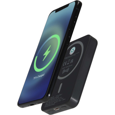 Logo trade promotional giveaway photo of: Acrab 5000 mAh 15W magnetic wireless power bank with 20W PD - made from recycled plastic