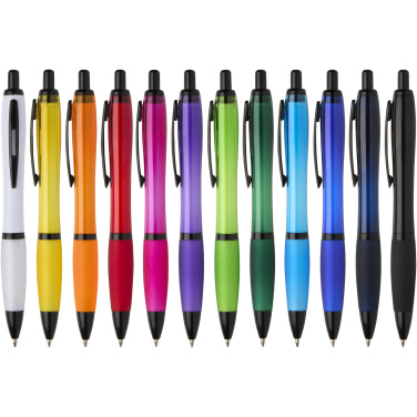 Logo trade corporate gifts image of: Nash recycled plastic ballpoint pen with black trims (black ink)