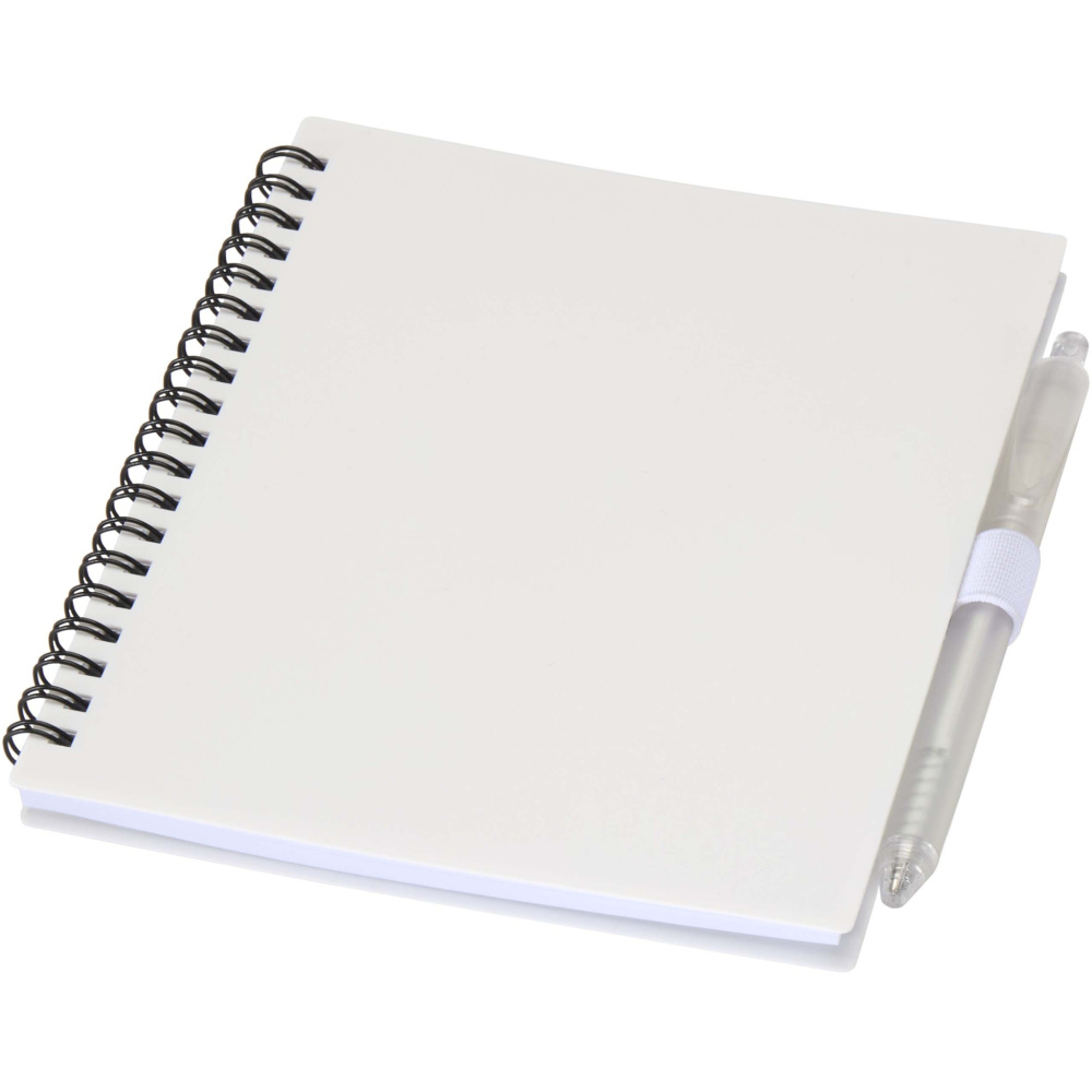 Logotrade corporate gift picture of: Niove recycled plastic soft cover notebook and ballpoint pen set (blue ink)