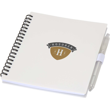Logotrade promotional merchandise photo of: Niove recycled plastic soft cover notebook and ballpoint pen set (blue ink)