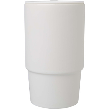 Logo trade promotional merchandise image of: Carter 450 ml ceramic mug with plastic lid