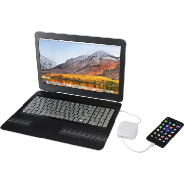 Logo trade promotional giveaways image of: Gloas 5-in-1 recycled retractable data sync and 100W fast charge cable with smartphone tool kit