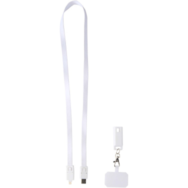 Logotrade promotional giveaways photo of: Franz recycled plastic smartphone lanyard with built-in data sync and 65W fast charge 5-in-1 cable