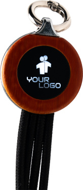 Logotrade corporate gift image of: 4-in-1 cable with elighted logo in a wooden casing