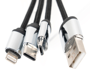 Logo trade promotional products picture of: 4-in-1 cable with elighted logo in a wooden casing