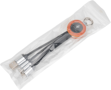 Logotrade advertising product picture of: 4-in-1 cable with elighted logo in a wooden casing