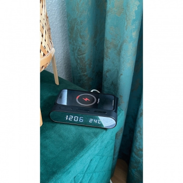 Logo trade promotional giveaway photo of: Alarm Clock and Wireless Charger ADELAIDE