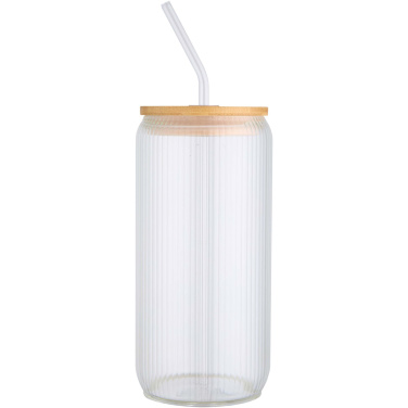Logo trade promotional items image of: Mirage 500 ml single-walled borosilicate glass jar with bamboo lid