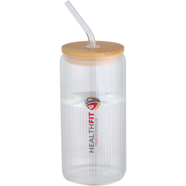 Logotrade promotional merchandise image of: Mirage 500 ml single-walled borosilicate glass jar with bamboo lid