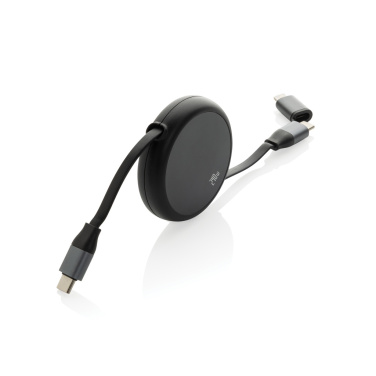 Logotrade promotional item image of: Terra RCS recycled aluminium retractable 240W 2-in-1 cable