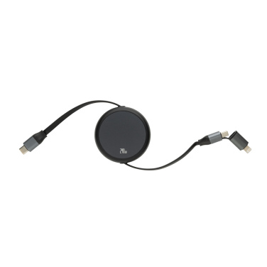 Logotrade promotional product picture of: Terra RCS recycled aluminium retractable 240W 2-in-1 cable