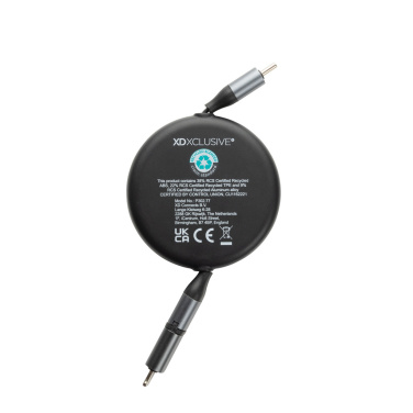 Logotrade promotional giveaway image of: Terra RCS recycled aluminium retractable 240W 2-in-1 cable