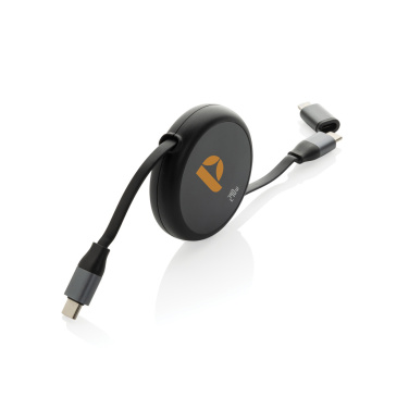Logotrade corporate gift picture of: Terra RCS recycled aluminium retractable 240W 2-in-1 cable