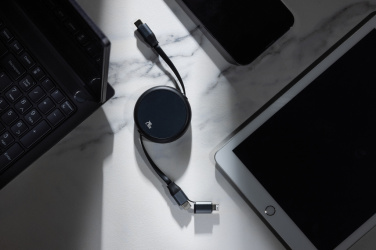 Logo trade promotional item photo of: Terra RCS recycled aluminium retractable 240W 2-in-1 cable