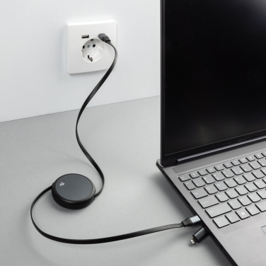 Logo trade corporate gift photo of: Terra RCS recycled aluminium retractable 240W 2-in-1 cable