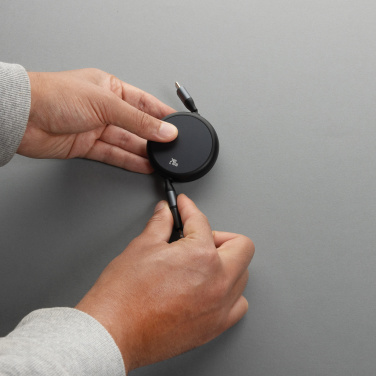 Logo trade business gift photo of: Terra RCS recycled aluminium retractable 240W 2-in-1 cable