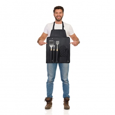Logotrade firmakingi foto: Gril 3-osaline BBQ tööriistade komplekt ja kinnas 