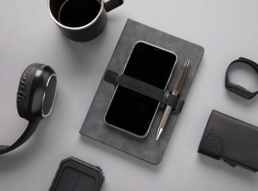 Logotrade firmakingitused pilt: Deluxe kõvakaaneline PU-märkmik A5 telefoni ja pliiatsihoidjaga