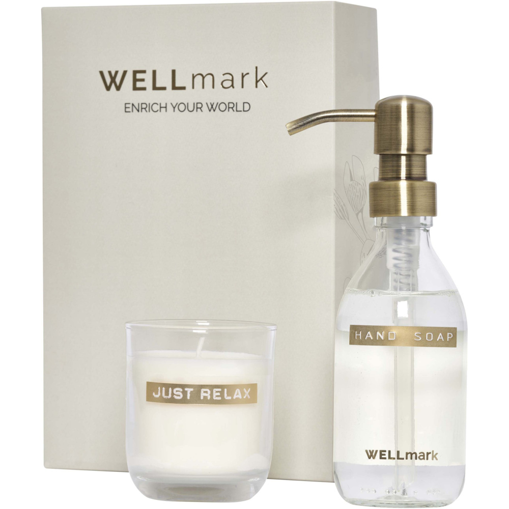 Logotrade reklaamtoote foto: Wellmark Discovery 250 ml käteseebi dosaator ja 150 g lõhnaküünla komplekt