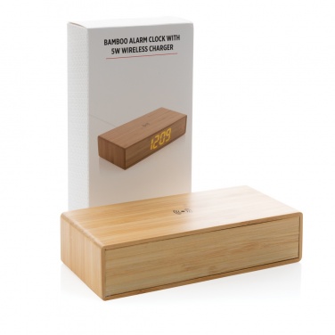 Logotrade mainoslahja ja liikelahja kuva: Herätyskello ja 5W langaton laturi bambusta