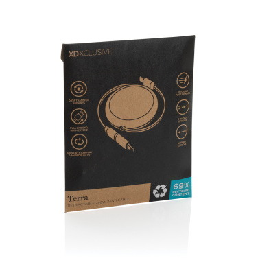 Logo trade liikelahja mainoslahja tuotekuva: Terra RCS 240W kierrätysalumiini 2 in 1 vetokaapeli