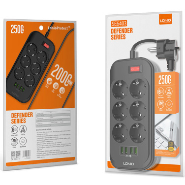 Лого трейд бизнес-подарки фото: Удлинитель с USB-портами