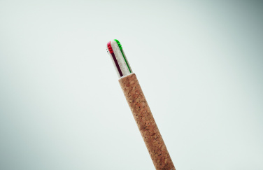 Логотрейд pекламные подарки картинка: Cork 4-colour ink ball pen