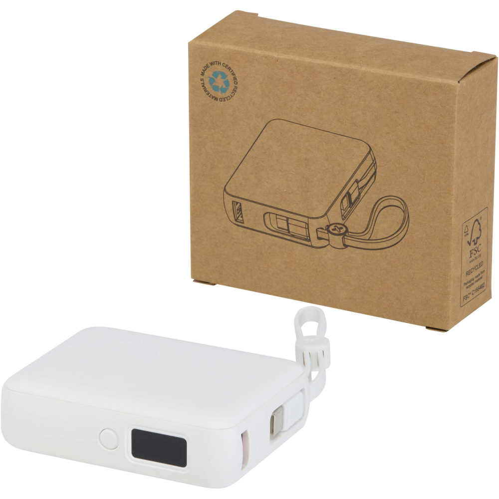 Лого трейд pекламные подарки фото: Acrux портативное зарядное устройство для планшета емкостью 10 000 мАч, мощностью 35 Вт, со встроенным кабелем Type-C — изготовлено из переработанного пластика