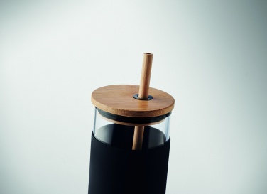 Logotrade profilreklam bild: Glasbägare 450ml med bambulock